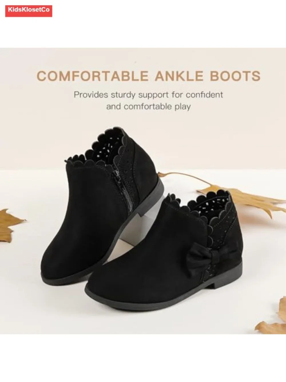 Girls Ankle Boots Toddler Little Big Kid Fall Boot with Bow Suede Side Zip